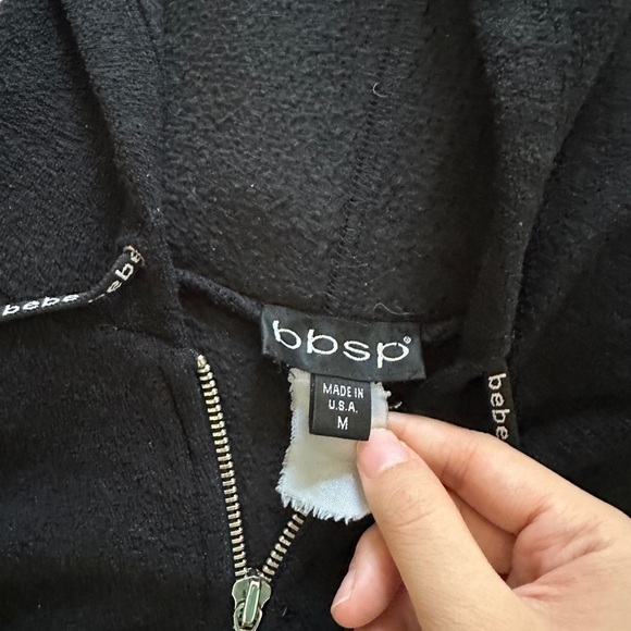 Bebe BBSP Womens Black Activewear Logo Full Zip Up Cropped Jacket Gym Workout - Picture 6 of 6